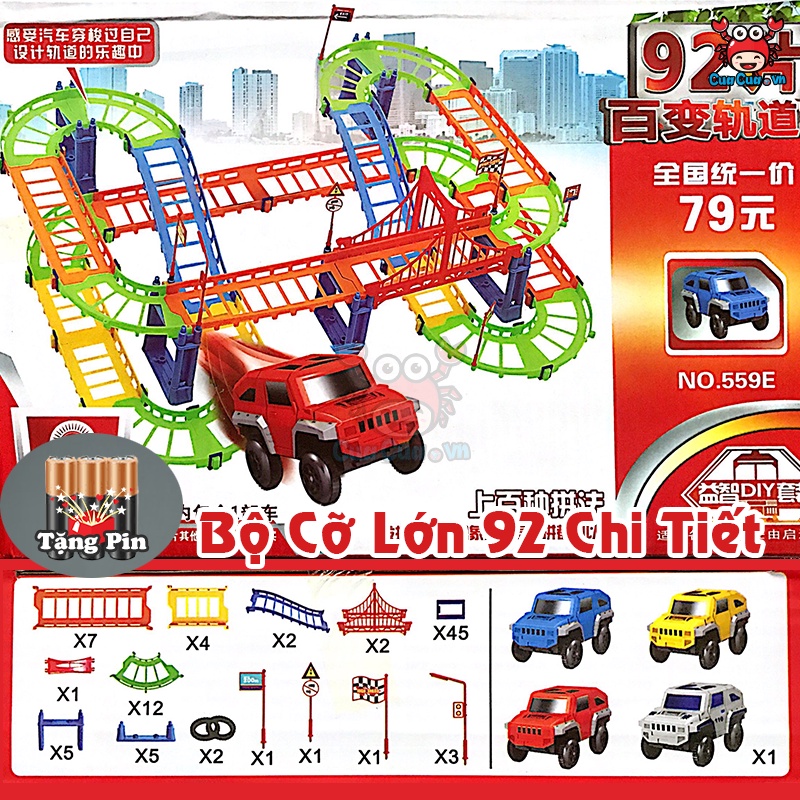 Bộ lắp ráp đường đua ô tô sáng tạo cho bé (Đồ chơi trẻ em lắp ghép đường ray ô tô phát triển tư duy)