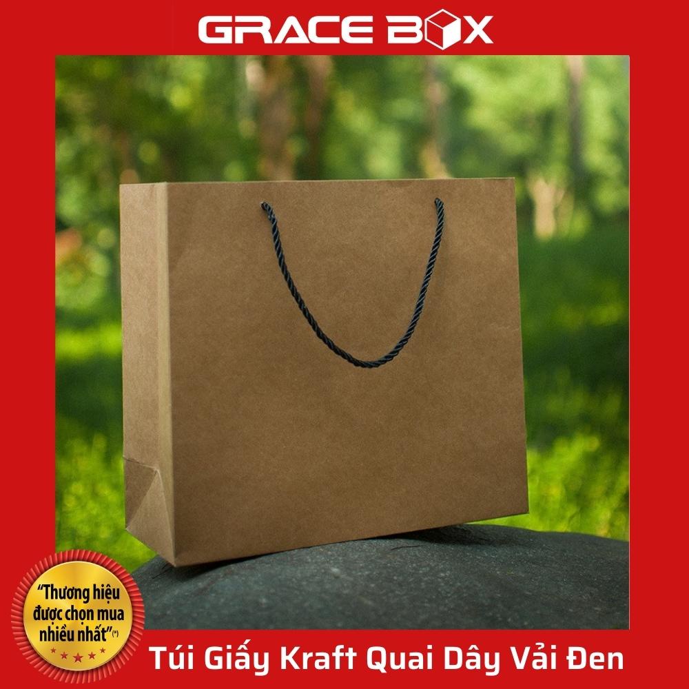 {Giá Sỉ} Túi Giấy Kraft - Quai Dây Vải Đen Thời Trang - Nhiều Size - Siêu Thị Bao Bì Grace Box