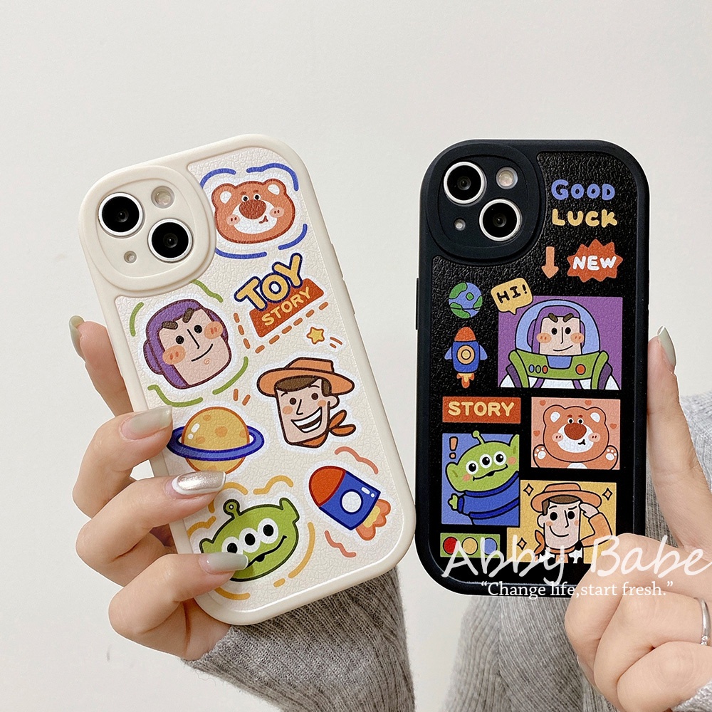 Ốp Điện Thoại TPU Mềm Phối Da Mặt Nhám In Hoạt Hình Toy Story Cho Iphone 11 7Plus 13 12 11 Pro Max X XS 12 13 XR