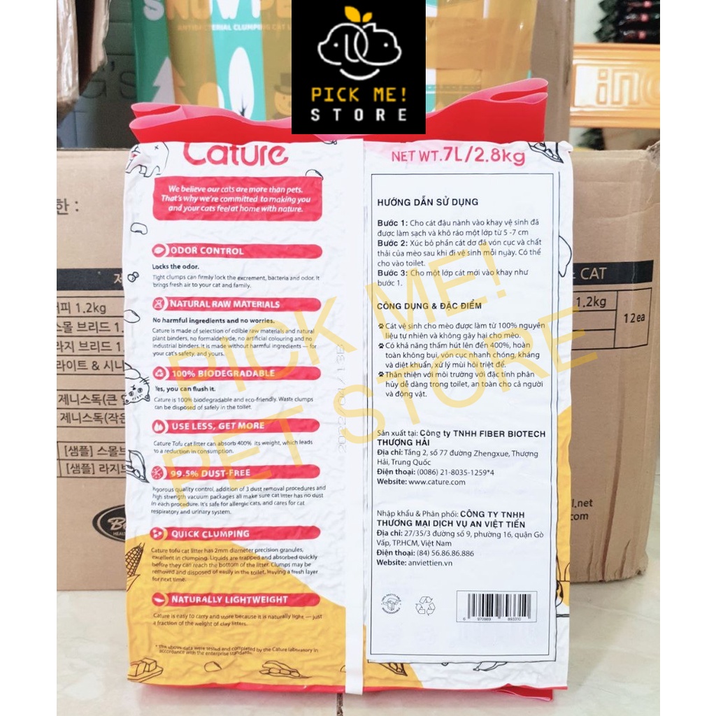 Cát Đậu Nành Vệ Sinh Cho Mèo - CATURE 7L | Có thể xả bồn cầu |Tofu