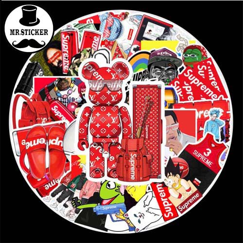 Sticker dán mũ nón bảo hiểm phong cách Supreme siêu chất trang trí vali, xe ga, ván trượt - DB.026