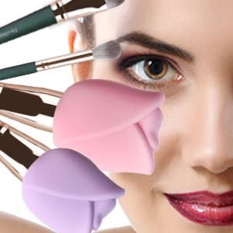 Vỏ Bọc Bảo Vệ Cọ Trang Điểm Hình Hoa Hồng Bằng Silicone Chống Bụi