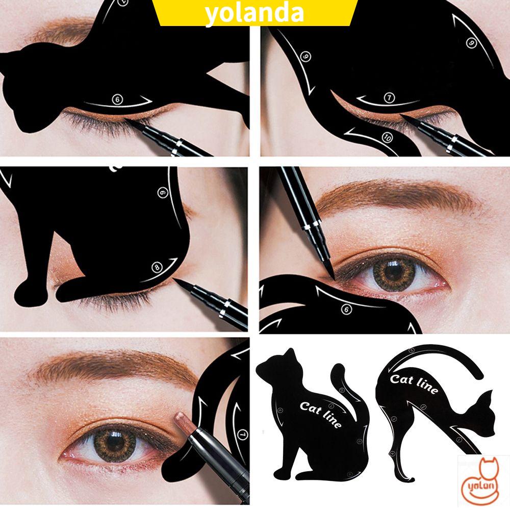 [Hàng mới về] Cặp khuôn kẻ lông mày/ kẻ mắt hình mèo trang điểm làm đẹp hợp mốt thời trang