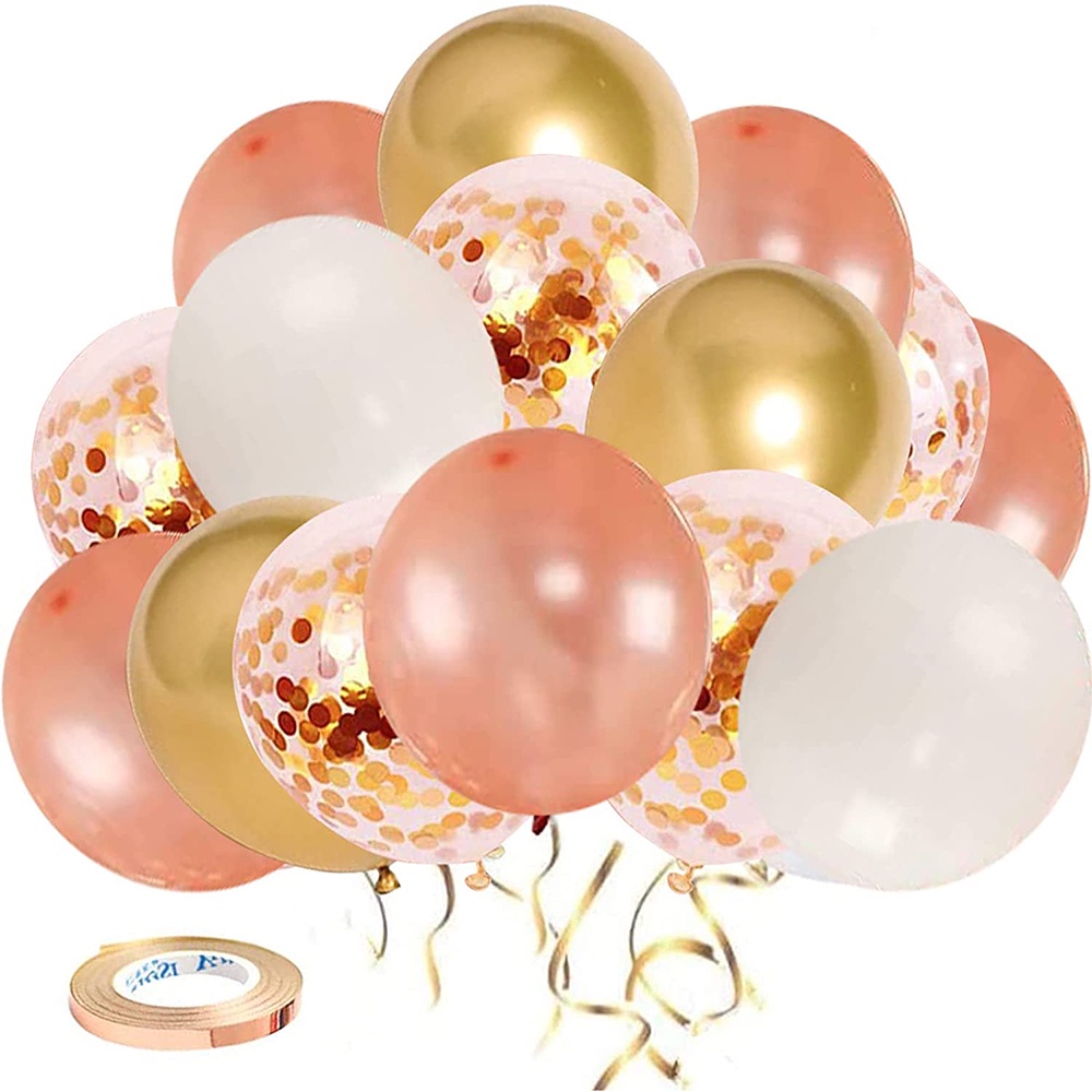 Set 50 Bong Bóng 12 Inch Màu Vàng Hồng / Trắng Dùng Để Trang Trí Tiệc Cưới / Tiệc Sinh Nhật
