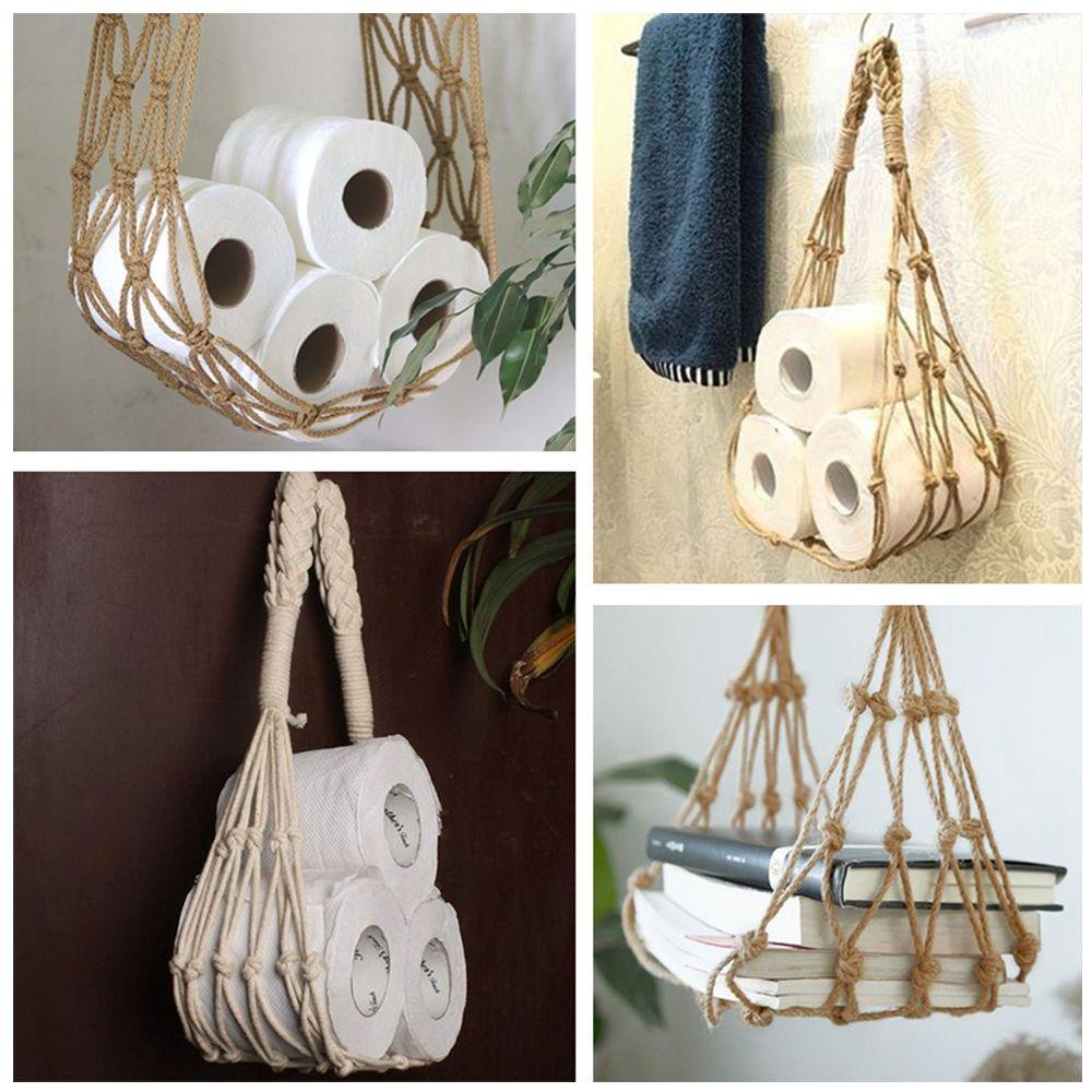 Giá Đỡ Cuộn Giấy Vệ Sinh Gắn Tường Bằng Dây Thừng Cotton Phong Cách Bắc Âu