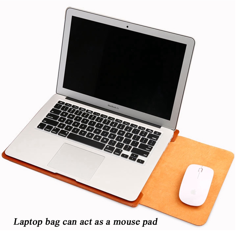 Túi da đựng laptop Macbook Air / Pro 12 13inch 15 inch có thể dùng làm lót chuột đa năng