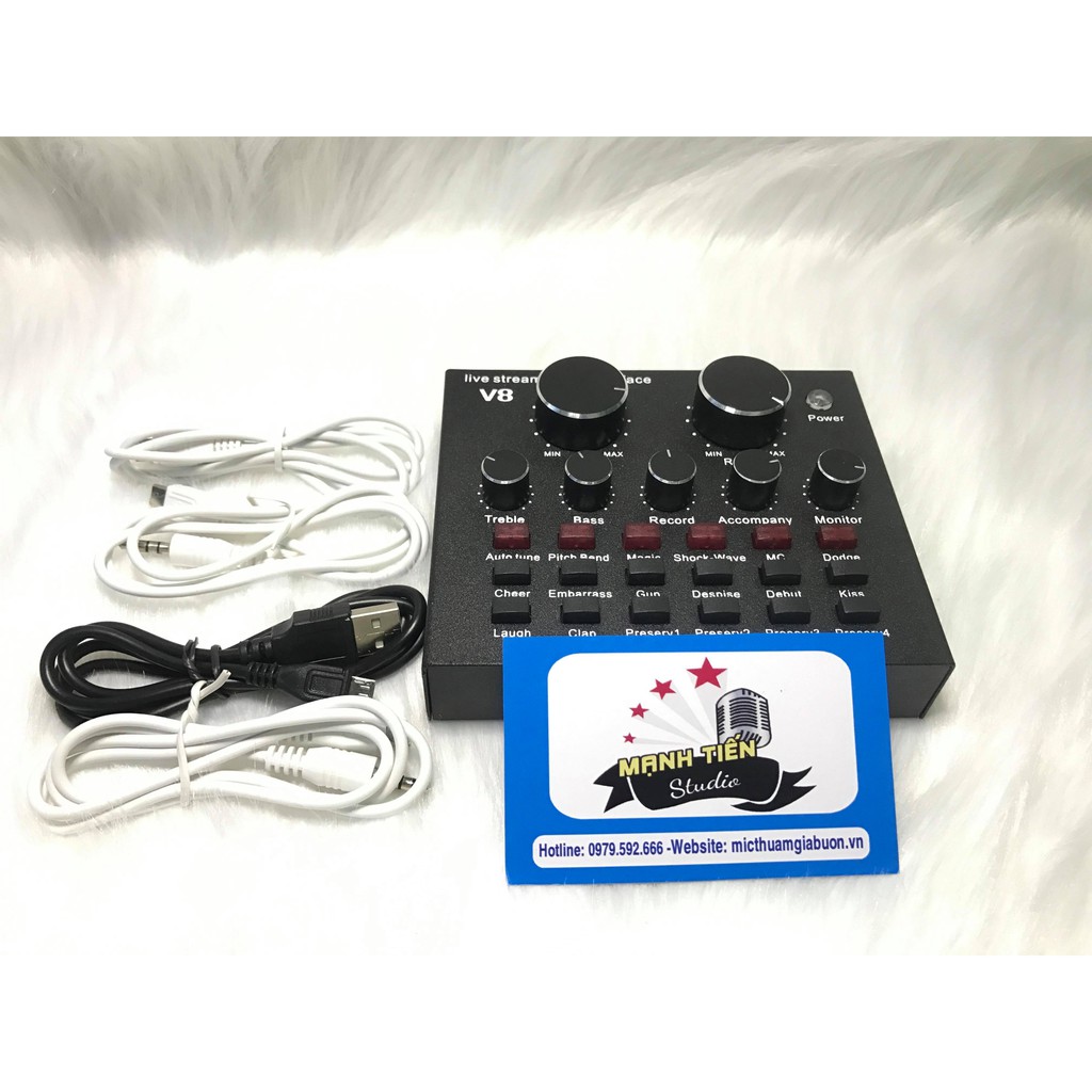 [Rẻ Vô Địch] Soundcard V8 Autotune bản quốc tế âm thanh phòng thu livestream karaoke facebook, bigo, tiktok