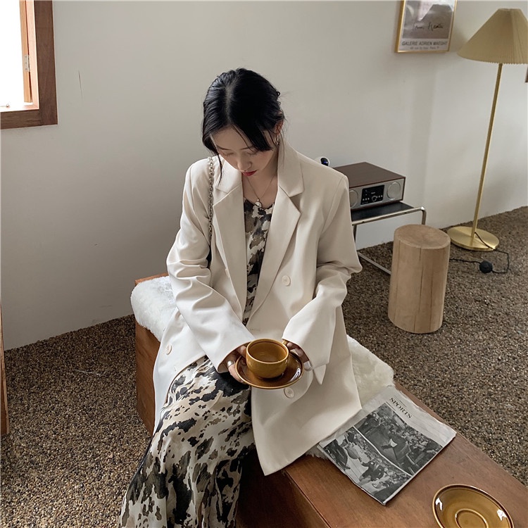 Áo khoác nữ dài tay cổ bẻ thời trang Hàn | BigBuy360 - bigbuy360.vn