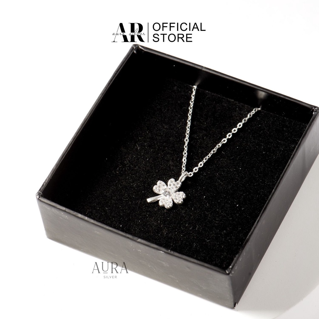 Dây chuyền nữ bạc 925 dây chuyền bạc cỏ bốn lá đính đá-DC27-AURASILVER