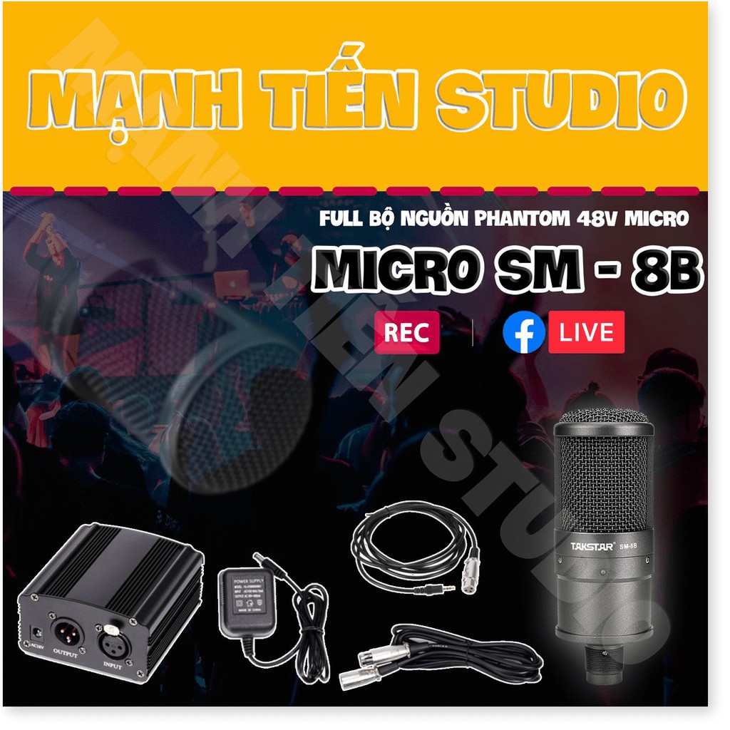 [COMBO HOT]Mic thu âm Takstar SM-8B - SM8B chất lượng âm thanh tuyệt đỉnh - nguồn 48v - canon 2m - xlr 3.5