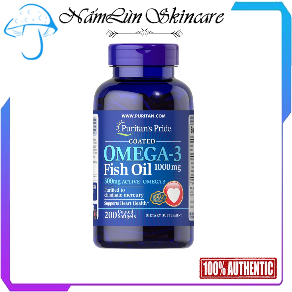 Puritan's Pride Omega 3 Fish Oil 1000mg và 1200mg Dầu Cá Bổ Sung EPA DHA Bổ Mắt, Não, Tim Mạch, Tăng Cường Hệ Miễn Dịch