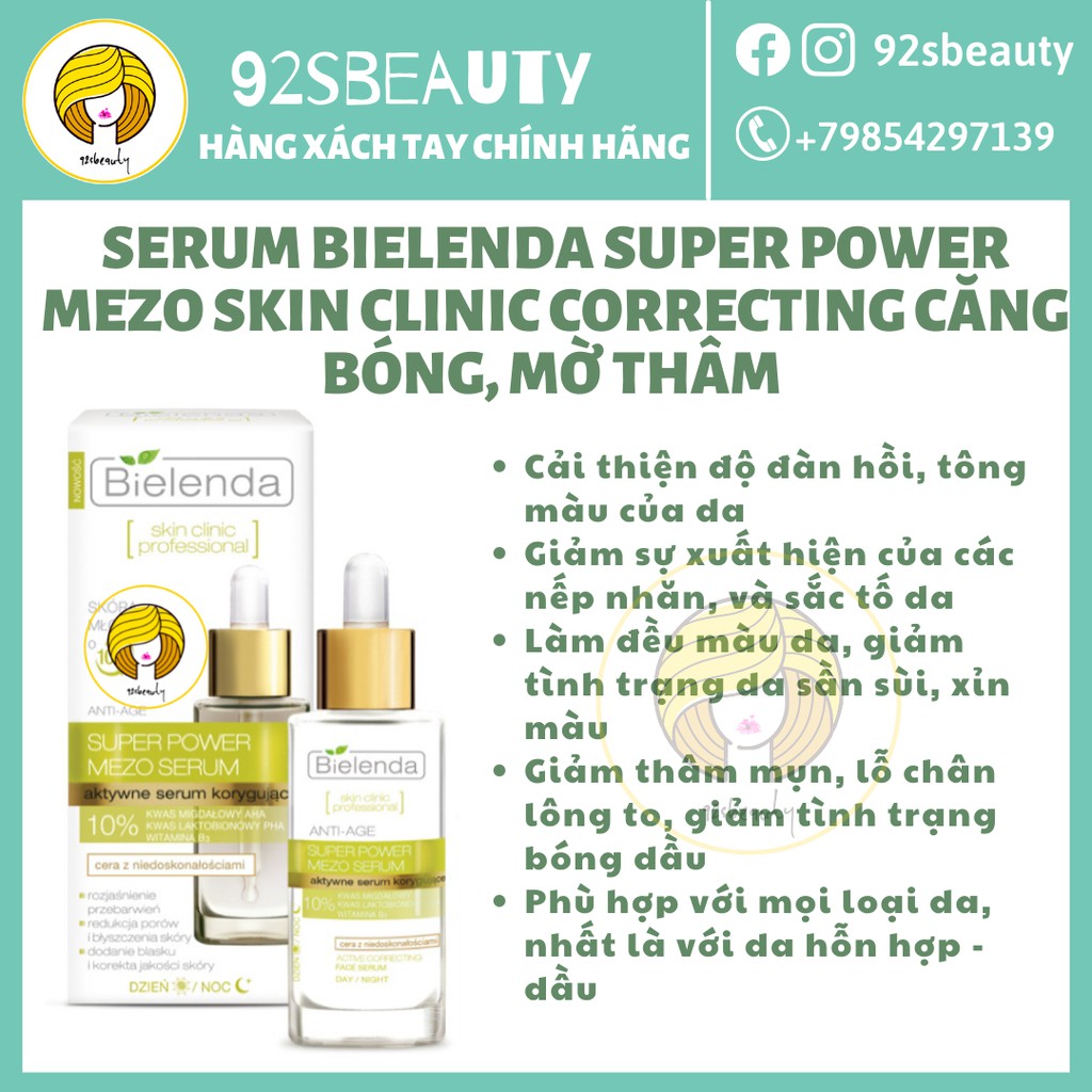 Serum Bielenda Super Power Mezo Skin Clinic Correcting căng bóng, mờ thâm