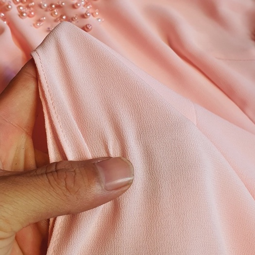 Áo dài Lụa chiphong 4 tà  hồng  Kết hạt  Áo Dài may sẵn cao cấp