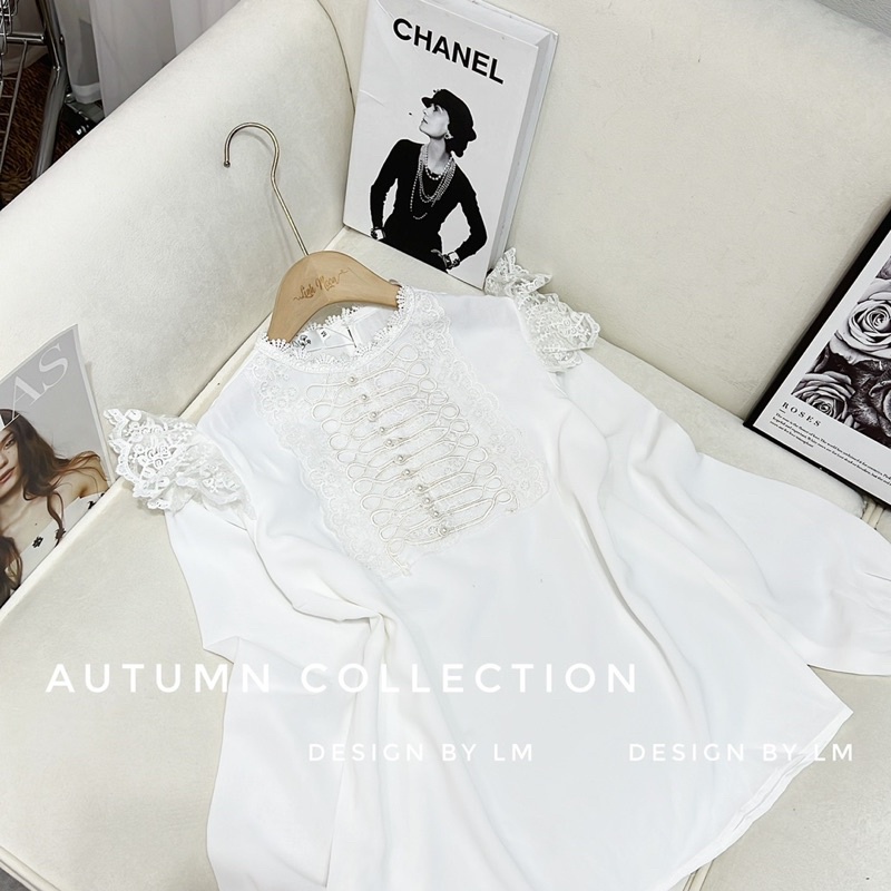 ÁO SƠ MI HOÀNG GIA PHA REN SANG CHẢNH CHẤT ĐẸP MS18268