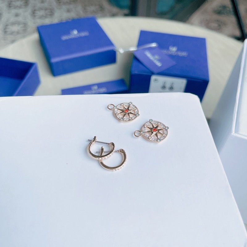 Bông tai Swarovski hình tròn đính đá Khuyên tai Swarovski 5522858