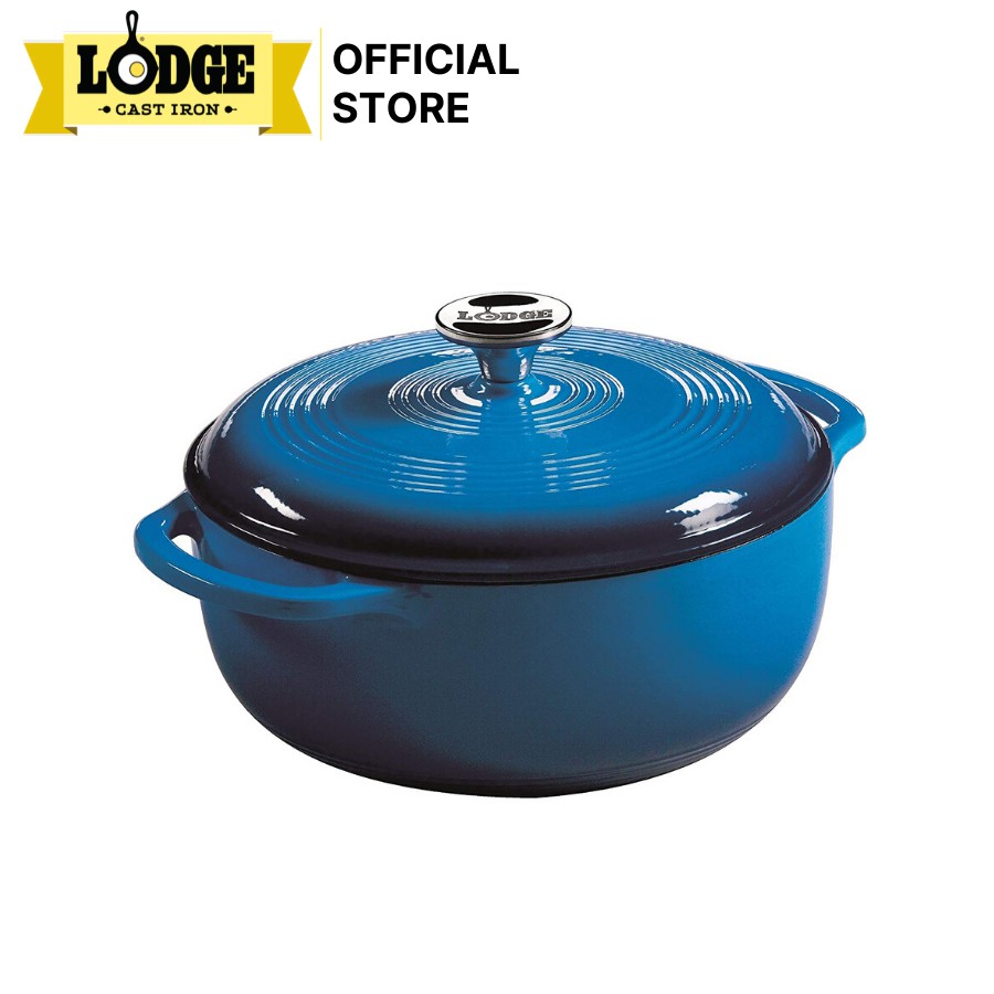 Lodge - Nồi gang phủ men xanh dương - 4.2L