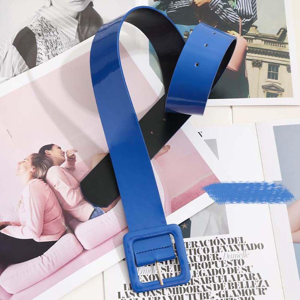 RALPH Simple Dress Waistband Personality Metal Buckle Waist Strap PU Leather Belt Square Buckle Sweater Clothing Accessories Adjustable Skirt Coat Decorations Coat Women Waistbands/Multicolor