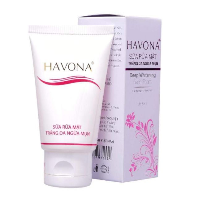 SỮA RỬA MẶT HAVONA TRẮNG DA NGỪA MỤN