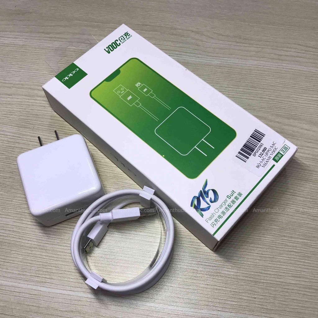 Bộ Sạc Oppo VOOC R15 Chính Hãng, Sạc Nhanh 20w Chân Micro Bảo Hành 1 Năm 1 Đổi 1
