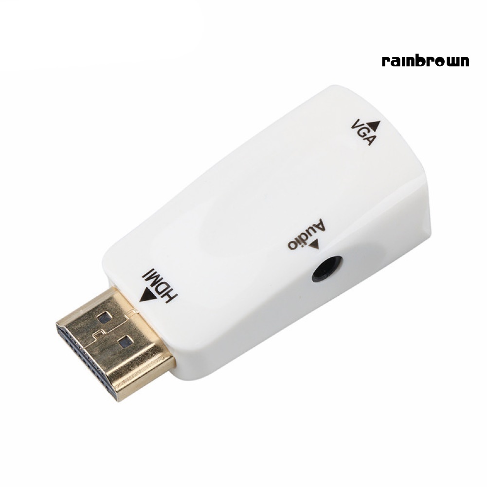 Bộ chuyển đổi tương thích HDMI sang VGA + cáp âm thanh đầu cắm sang cổng HD 1080P cho laptop PC