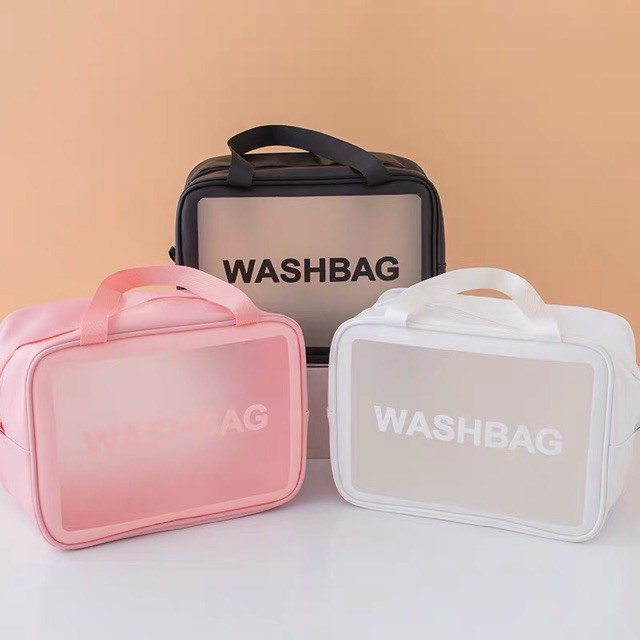 Túi đựng mỹ phẩm đồ trang điểm đi du lịch cá nhân washbag trong suốt có khóa kéo, chống thấm nước tiện dụng - DTM Store