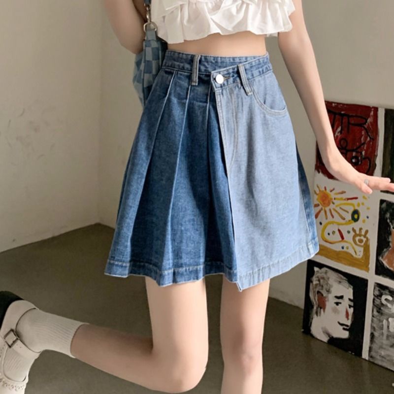 [LININ] Chân Váy Denim Dáng Ôm Thiết Kế Không Đồng Đều Cỡ Lớn 200 Jin Can Mặc Cho Nữ 2022