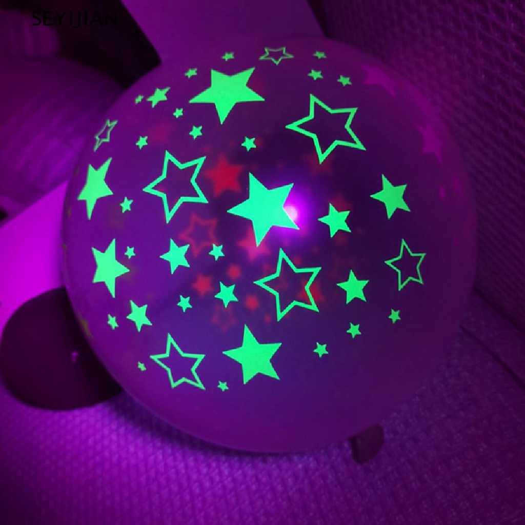 Sey 10 Bong Bóng Chấm Bi / Ngôi Sao Màu Neon Phát Sáng Trong Đêm