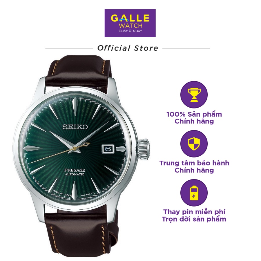 Đồng hồ cơ nam Seiko SRPD37J1 kính Hardlex chống xước, chống nước 5 ATM. dây da thời trang cao cấp chính hãng Nhật Bản