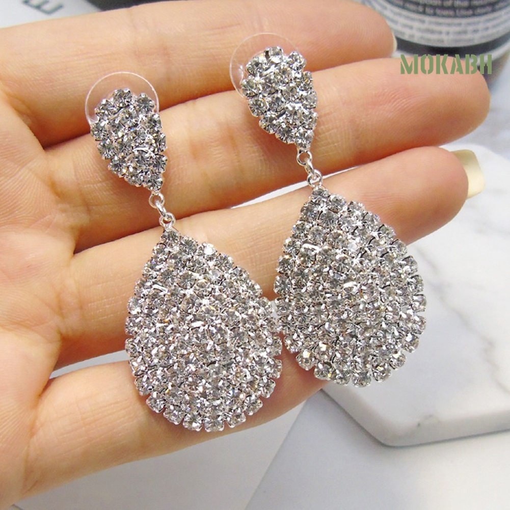 Bông Tai Hình Giọt Nước Đính Đá Thời Trang Dành Cho Nữ