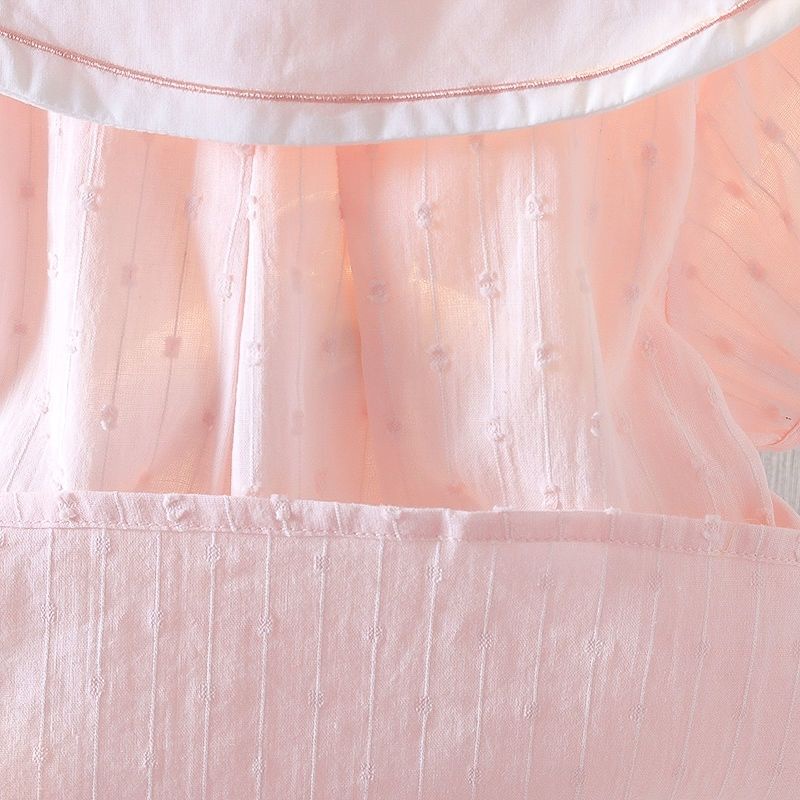 Áo Tay Ngắn Cổ Búp Bê Màu Hồng Thời Trang Mùa Hè Cho Bé Gái