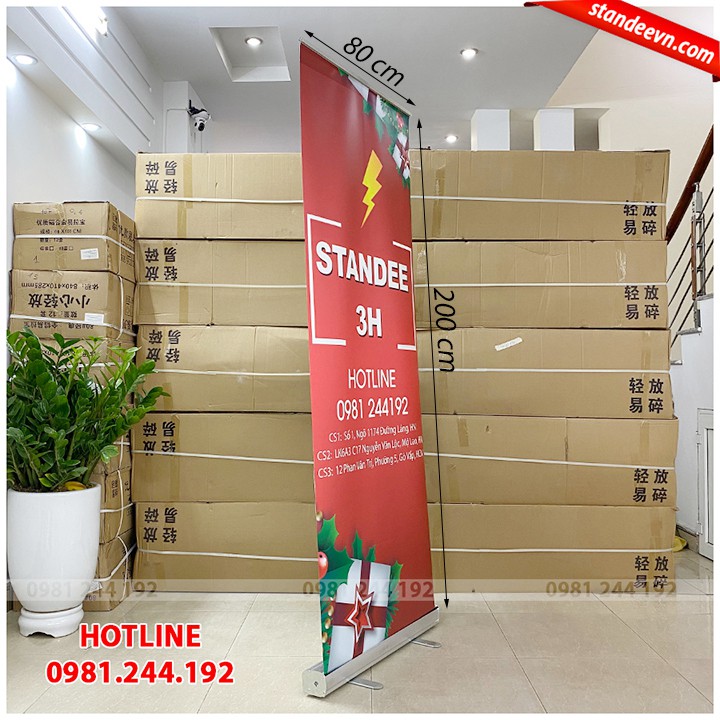 Standee cuốn nhôm giá rẻ 0.8x2m, Standee cuộn, standee đứng | 3H