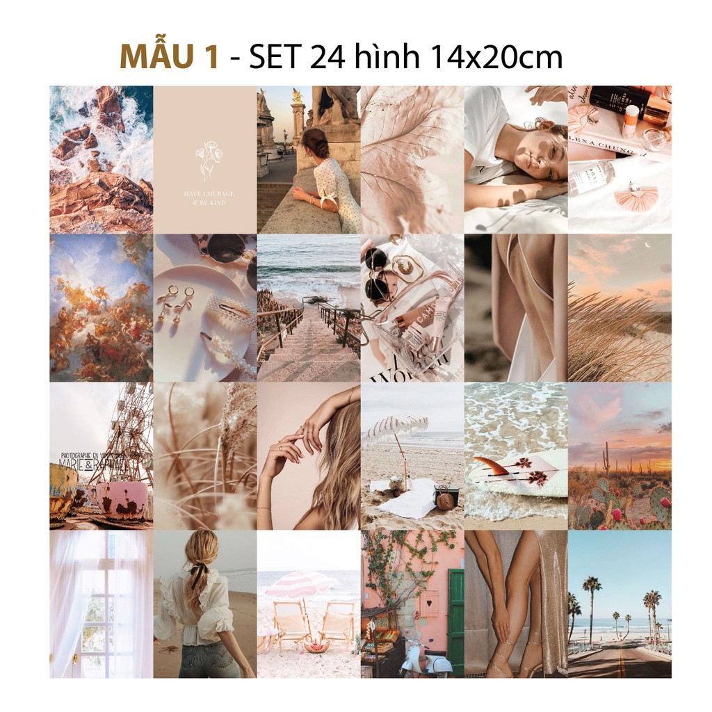 Postcard vintage decor cute dán tường sticker decal theme Summer mùa hè mẫu 1 1301