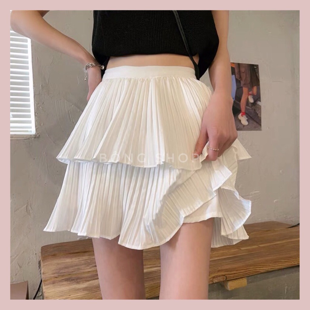 Chân váy xòe 2 tầng xếp ly dáng ngắn | BigBuy360 - bigbuy360.vn
