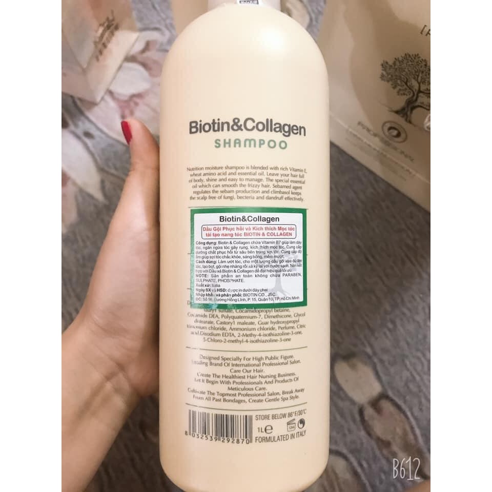 CẶP DẦU GỘI, DẦU XẢ TÓC BIOTIN &amp; COLLAGEN TRẮNG SIÊU MỀM MƯỢT - DT 1000ML