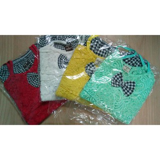 Set áo ren nơ kèm quần thô lụa cho bé gái