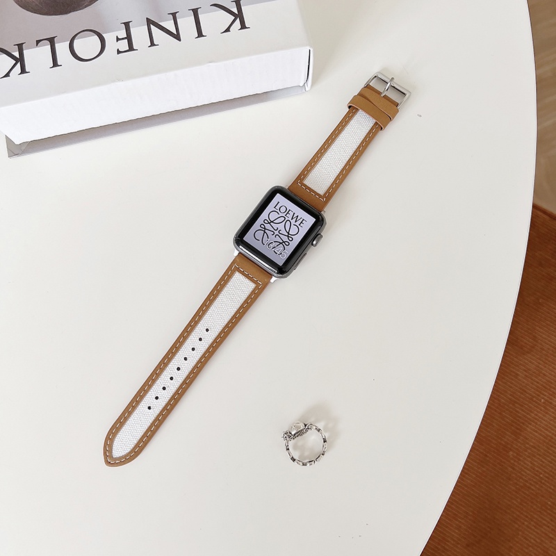 Dây Đeo Vải Canvas Đơn Giản Thời Trang Cho Đồng Hồ iWatch 38/42/40/44 MM