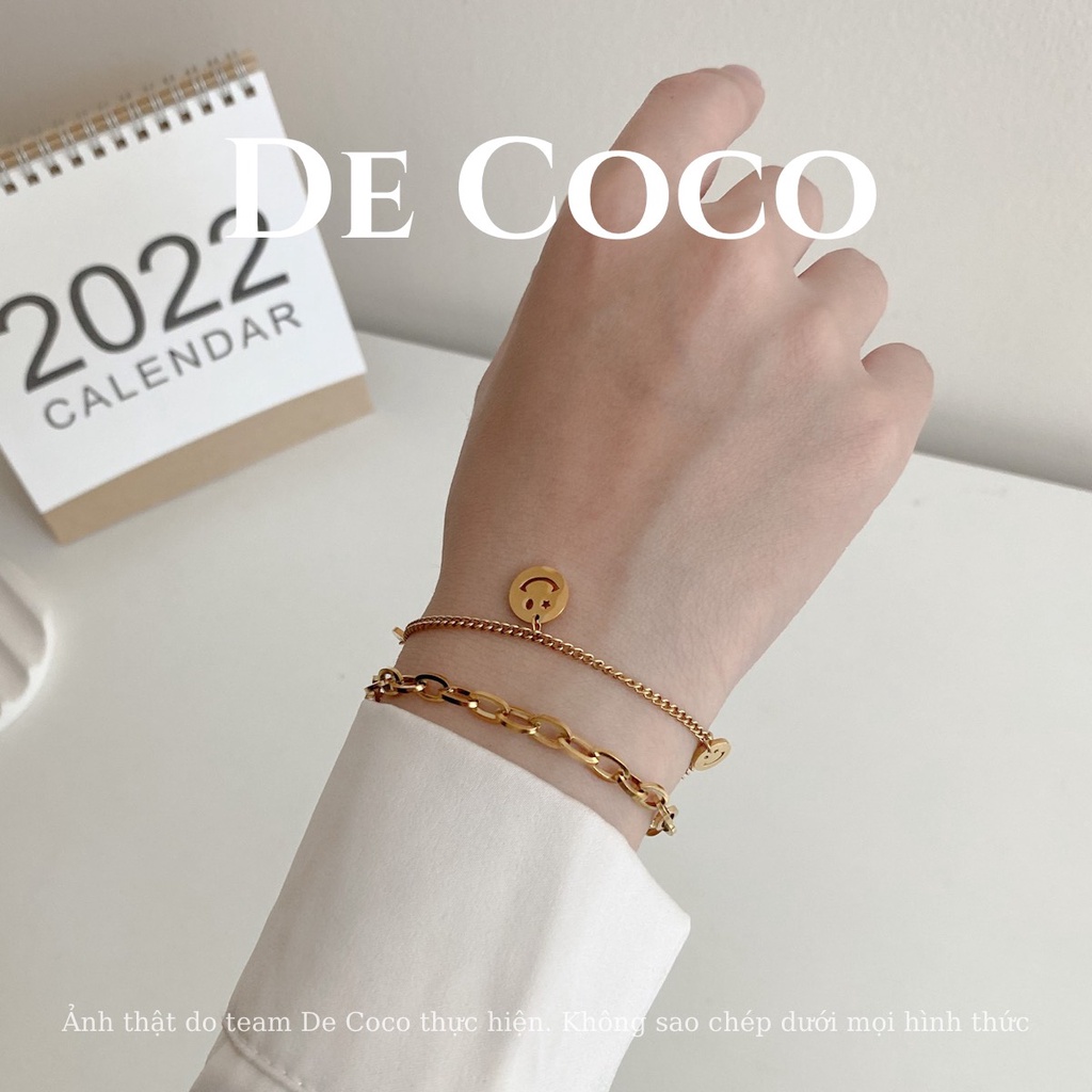 [THÉP KHÔNG GỈ] Vòng tay titan, lắc tay đôi hình mặt cười Destiny De Coco decoco.accessories