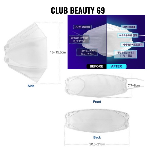 Khẩu Trang KF94 Hàn Quốc kháng khuẩn và bụi mịn (túi 1 cái/size lớn) kèm bill