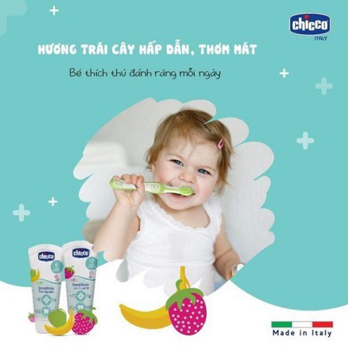 [Chính Hãng] Kem Đánh Răng Hương Dâu 12M+ Chicco Bé Nuốt Được 50ml