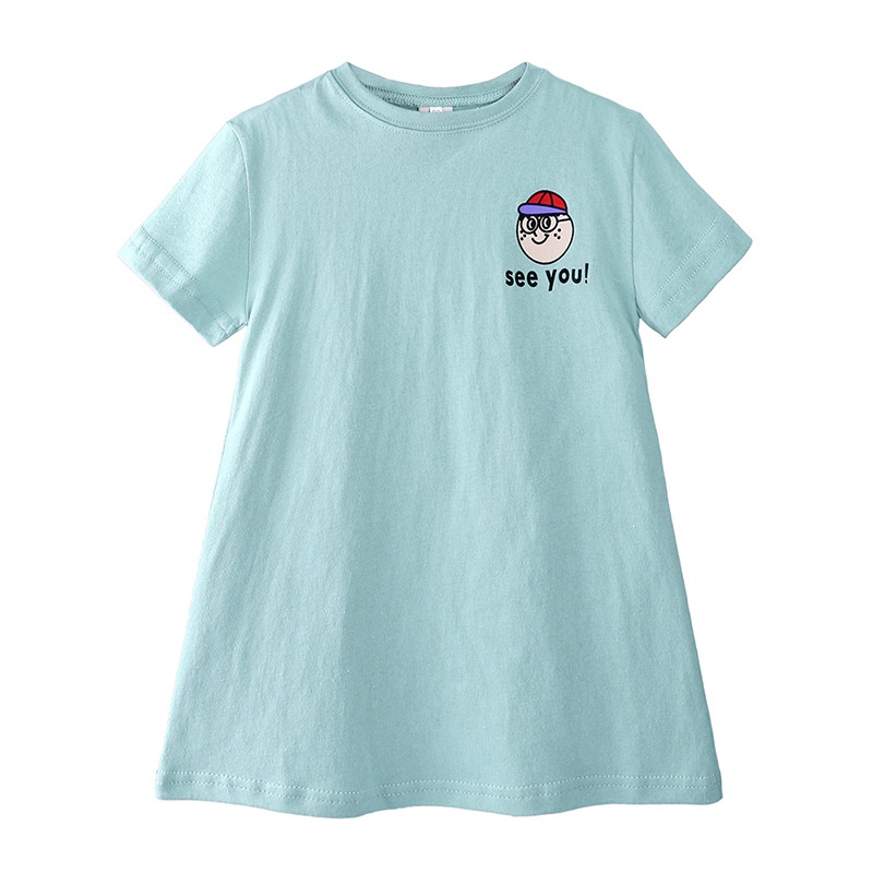 Đầm Cotton Tay Ngắn In Họa Tiết Hoạt Hình Thời Trang Mùa Hè Cho Bé Gái 1-5 Tuổi