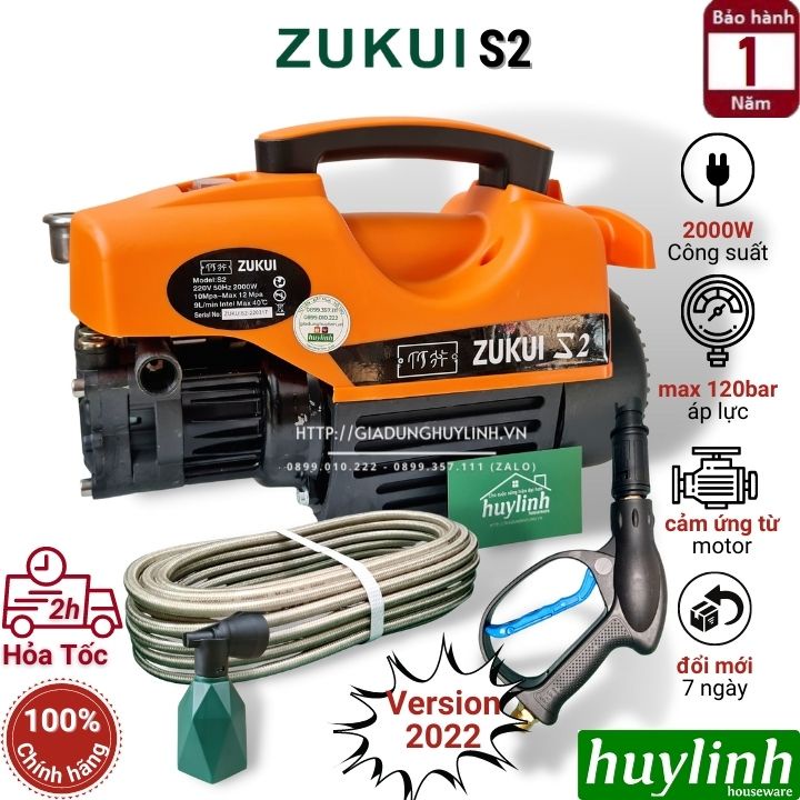 Máy xịt rửa xe mini Zukui S2 - 2000W [Zukui Z30 2400W] - Tặng bình xà bông (Osaka 2000W)