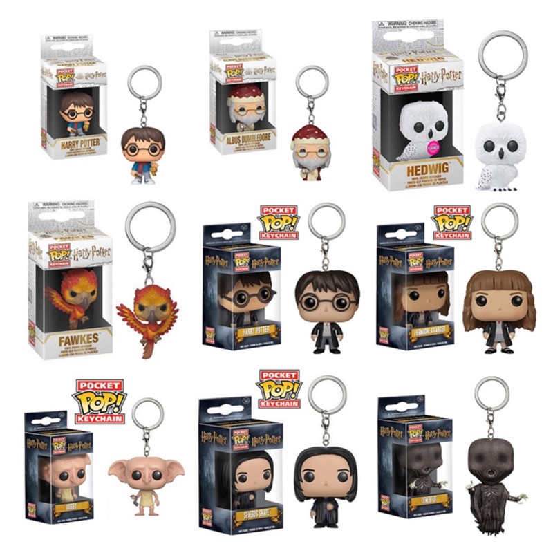 Anime Funko POP Harry Potter Móc Khóa PVC Dumbledore Hedwig Fawkes Búp Bê Minifigures Bộ Sưu Tập Vòng Chìa Khóa