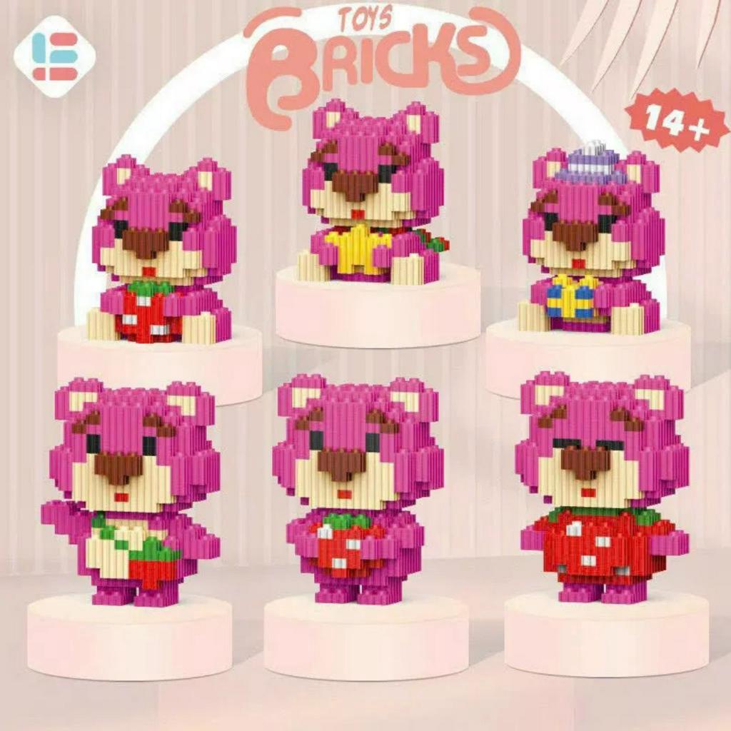 Đồ chơi lắp ráp mô hình Gấu Dâu mini Losto 3D Chính Hãng Toys Bricks Mảnh Đẹp