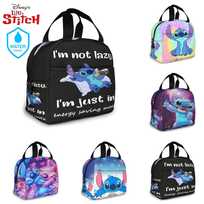 Túi đựng hộp đồ ăn trưa cách nhiệt không thấm nước hình Anime Lilo &amp; Stitch đi dã ngoại/ làm quà tặng cho trẻ em