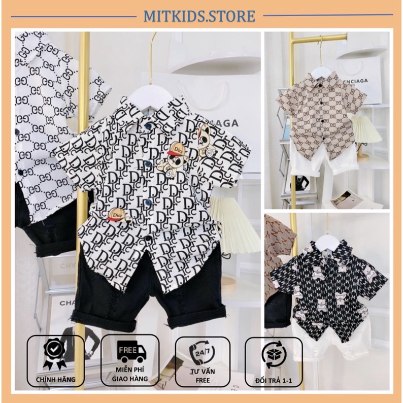 Sét sơ mi Dior kèm quần short kaki cho bé trai