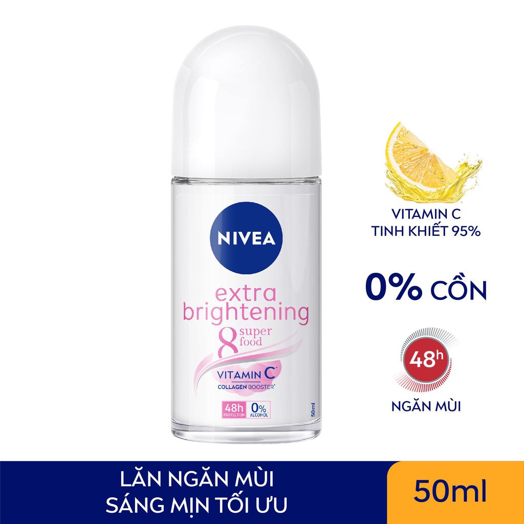 (50ml / 25ml) Lăn ngăn mùi NIVEA trắng mịn mờ vết thâm