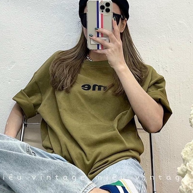 Áo phông nam nữ dáng rộng tay lỡ túi rip xịn sò in chữ ngực đơn giản vanmiushop