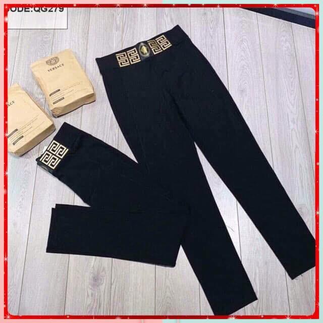 Quần Legging Cạp Chun Bản To Nữ { Hàng Umi Hàn Quốc Dày Dặn }-legging versace