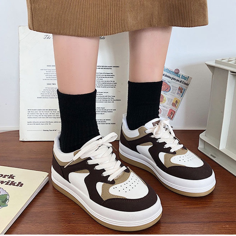 Giày thể thao IELGY đế bánh mì mũi lớn phong cách retro sử dụng hàng ngày thời trang cho nữ