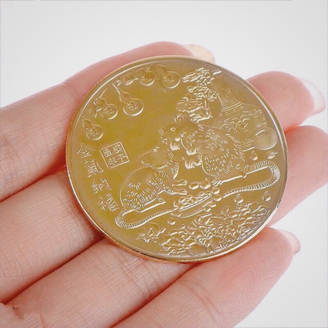 Đồng xu mạ vàng mạ bạc tuổi Tý - Tiền xu phong thuỷ may mắn phát tài